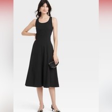 New Sz 4 /Small Women's Black Corset Midi A-Line Dress - A New Day