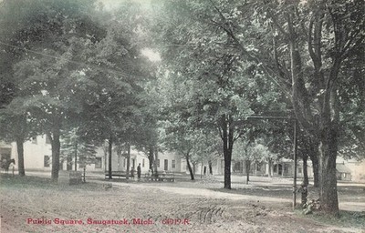Saugatuck Michigan MI~Public Square-Butler & Main Streets~C R Childs Postkarte