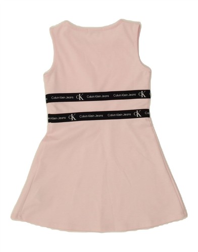 CALVIN KLEIN JEANS Girls Graphic Sleeveless A-Line Dress 5-6 Years Pink RJ08 - Picture 2 of 3