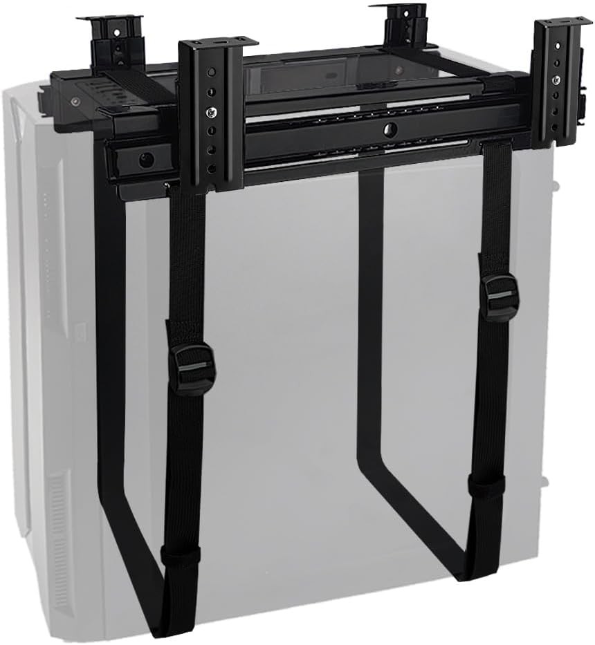 Under Desk Slide Out PC Mount with Anti-Scratch Sponge, Adjustable CPU Holder Br