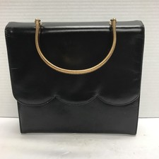 Vintage Black Leather Single Handle Handbag Excellent Condition