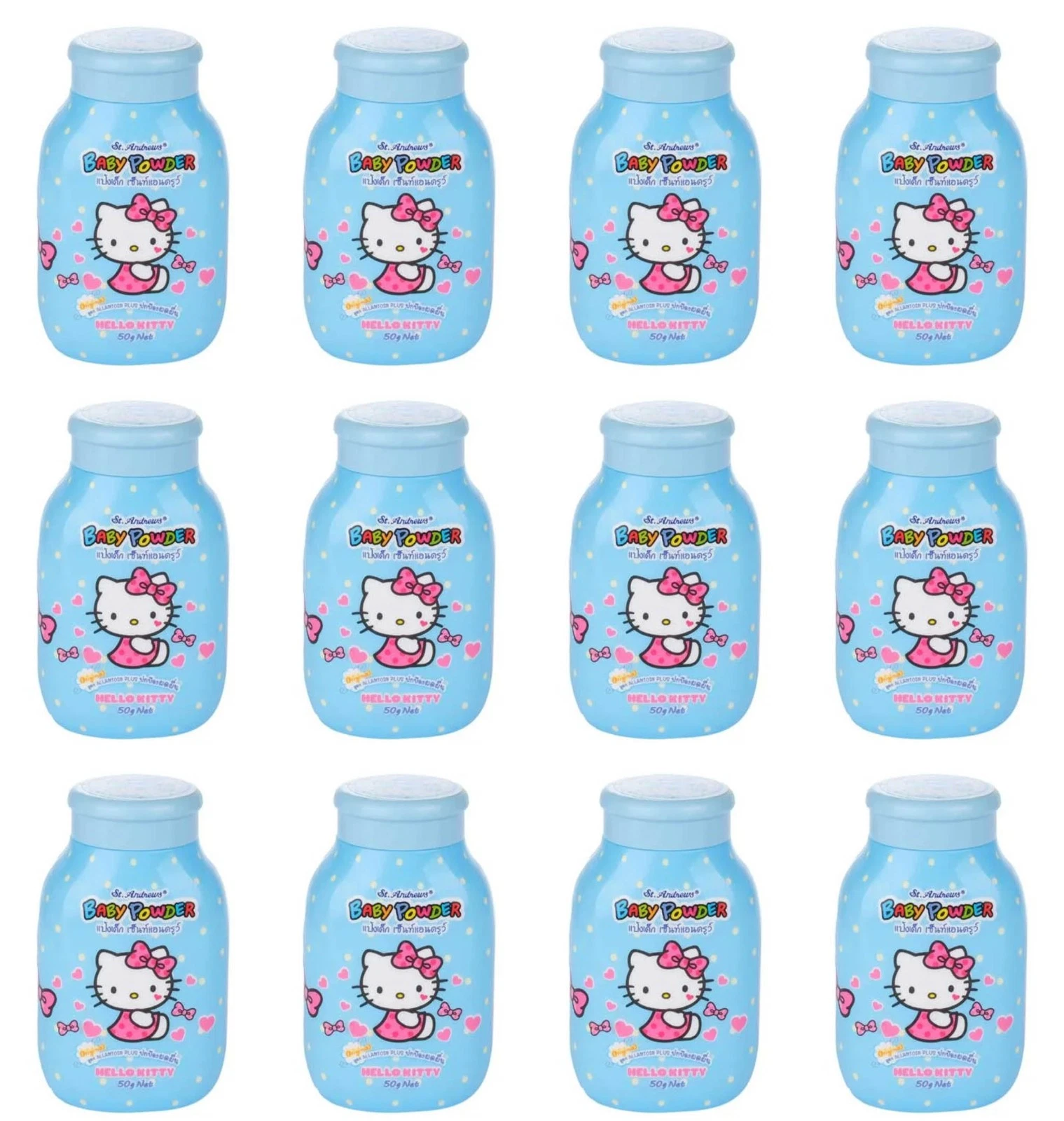 12 x 50g St.Andrews Hello Kitty Anti Rash Baby Powder Original Soft And Dry