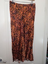 FARHI by Nicole Abstract Pattern Maxi Skirt Women's UK M / 12 Brown Orange Mix