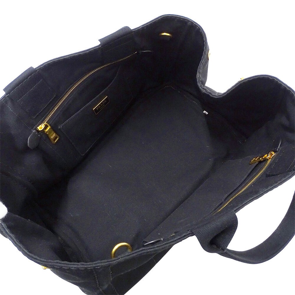 PRADA Bag Women s Brand Tote Bag Shoulder Bag 2way Canvas Canapa L Black Large C thumbnail 6