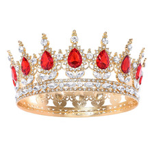 Red Queen Crown for Women Crystal Tiara for Women Rhinestone Wedding Headband fo