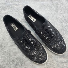 Keds Women 7.5 Black Sneaker Champion Glitter Lace Up Tennis Shoe