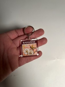 Vntg Bahamas Sand Dollar Starfish Plastic Fob Souvenir Island Beach Car Auto Fun