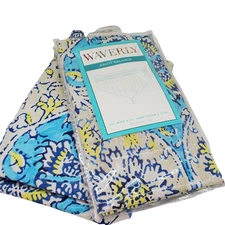 NEW Waverly Ascot Valence Kings Turban-Blue Set of 2 Tassel 52x20" 100% Cotton