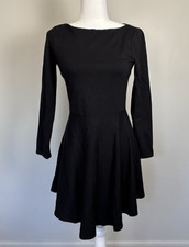 alice + olivia Employed Long Sleeve Ponte Knit Skater Mini Dress-Black-Size 4