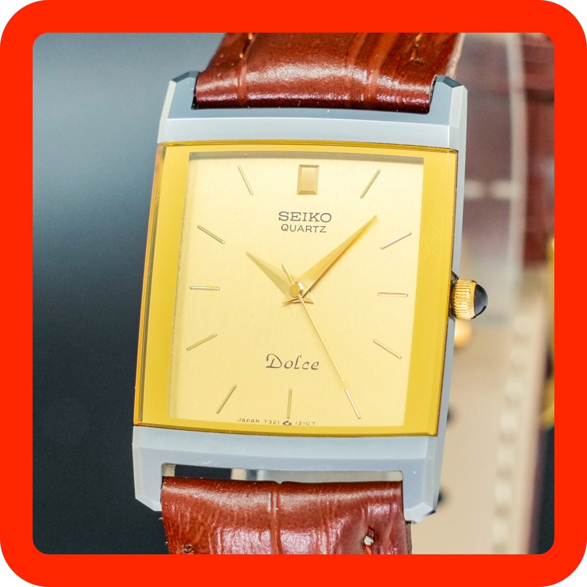 SEIKO DOLCE メンズクオーツ Vintage 1985 [MINT] SEIKO Dolce 7321-5730 Tungsten Gold Square