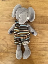 Retired Jellycat My Little Friends Elephant Striped Dungarees Grey Plush Toy