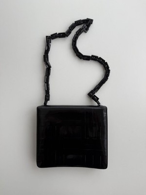 PRADA 1996 Archive Geometric Embossed Patent Leather Chain