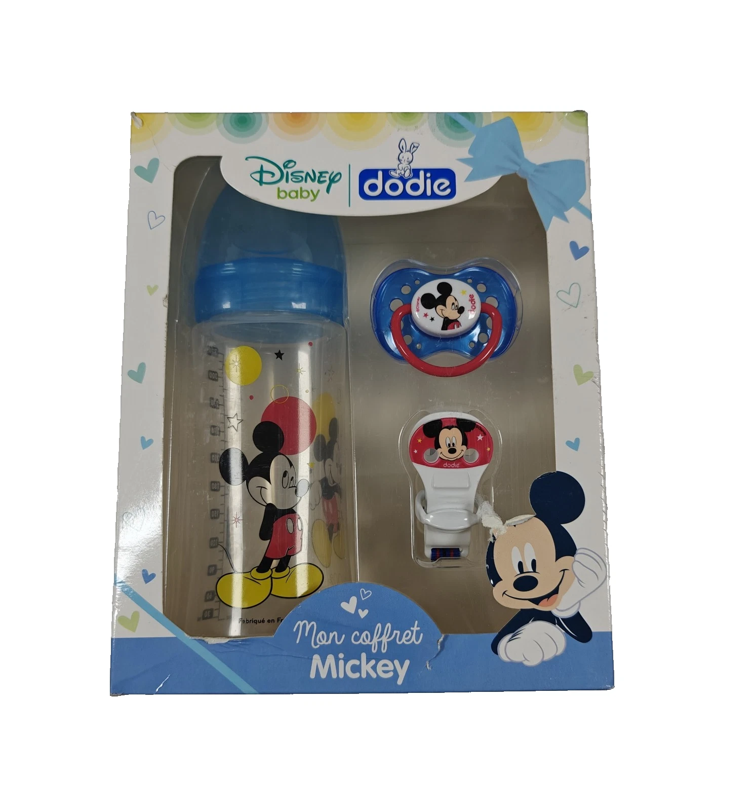 Dodie Mickey Mouse Baby Bottle 330ml, Pacifier & Pacifier Holder Gift Set 6m+ DB