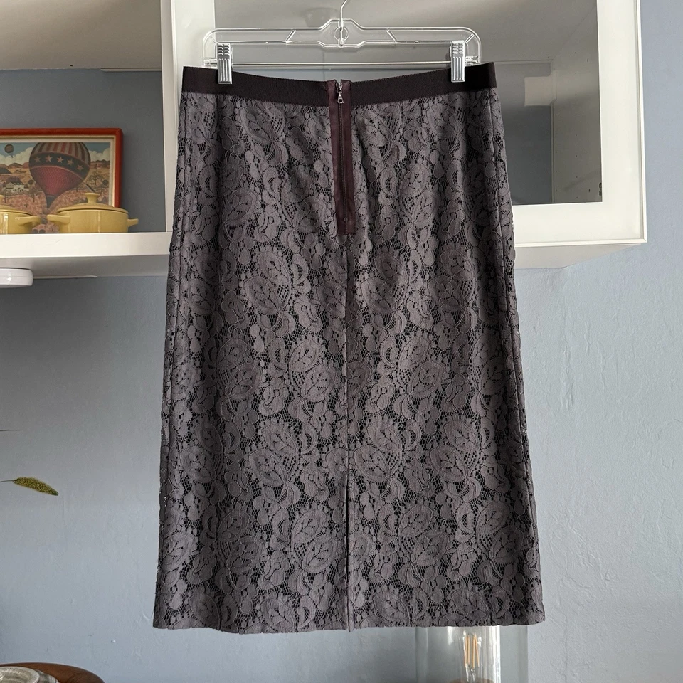 Lida Baday 蕾丝修身直筒铅笔裙 10 码石板/灰色梅 — 第 3/4 张图片