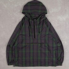 Vintage Tartan Checked Hooded Half Zip Jacket Small Men's Blue Americana