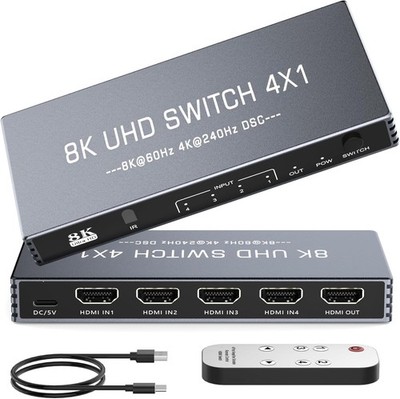 8K HDMI Splitter - 4K@240Hz 8K@60Hz HDMI 2.1 Switch 4 in 1 Out ? 4 Port