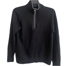 Raffi Sweater Mens M Black 100 Merino Wool Quarter Zip Pullover EUC.    h5