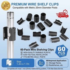 60PCS Wire Shelf Clips 1"Post Lock Clip Replacement Plastic Metal Shelving Sleev