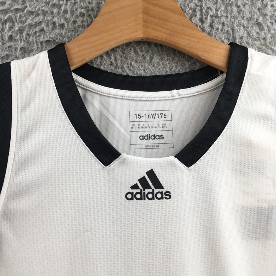 阿迪达斯背心青少年 XL 白色黑色装饰 Y Icon Squad J 球衣无袖衬衫 — 第 3/4 张图片
