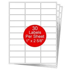 Premium Shipping Address Mailing Labels FBA SKU Labels 1" x 2 5/8" 30/sheet 30UP