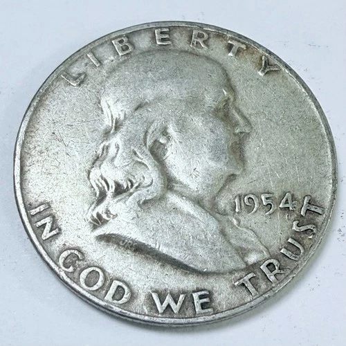 1954 D SILVER FRANKLIN HALF DOLLAR 90% SILVER CIRCULATED COIN FREE SHIP #7563