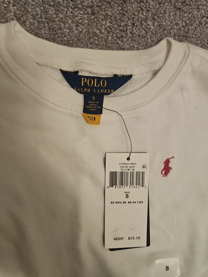 Sudadera Polo Ralph Lauren Niñas Logo Rayas Terry Talla 5 Nueva con Etiquetas Foto 2 de 4