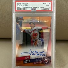 2019 Topps Finest Juan Soto Auto Orange Refractor  /25 PSA 9