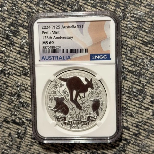 2024 Australia Perth Mint 125th Anniversary 1 oz Silver $1 NGC MS69 P125 - product listing photo