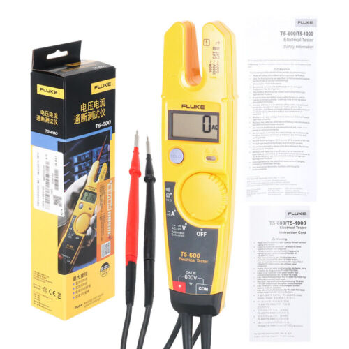 Probador eléctrico de corriente de continuidad de abrazadera FLUKE T5-600 con puntas de sonda + batería - Imagen 9 de 9