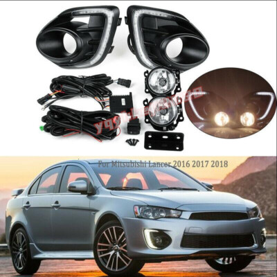 Fog Lamps LED DRL Daytime Running Lights For Mitsubishi Lancer 2016-2018 Switch