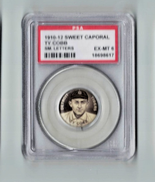 1910 - 1912 Sweet Caporal Ty Cobb Small Letter Version PSA 6 Ex Mt HOF
