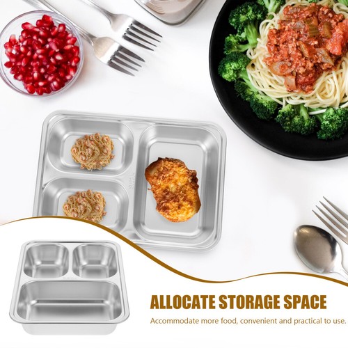 Kitchen Plates Food Divided Plate Stainless Steel Divided Plates - Picture 7 of 12