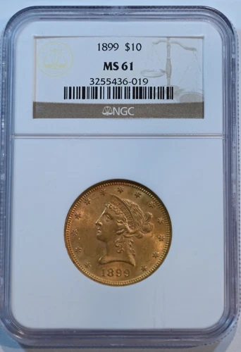 1899  $10 GOLD Liberty  NGC  graded  MS61  Free shipping!!!