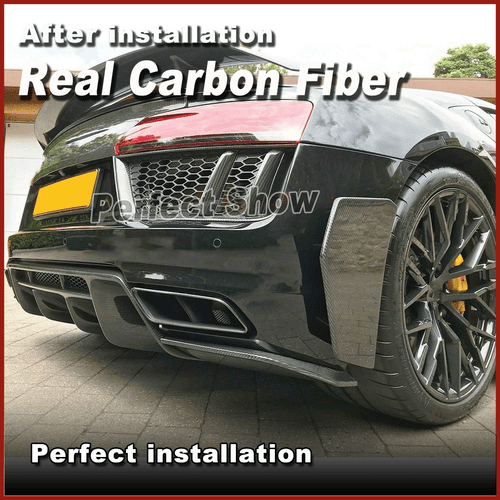Parachoques trasero de carbono Canards Splitter alerón labio para Audi R8 4S 2016-2018 - Imagen 5 de 11