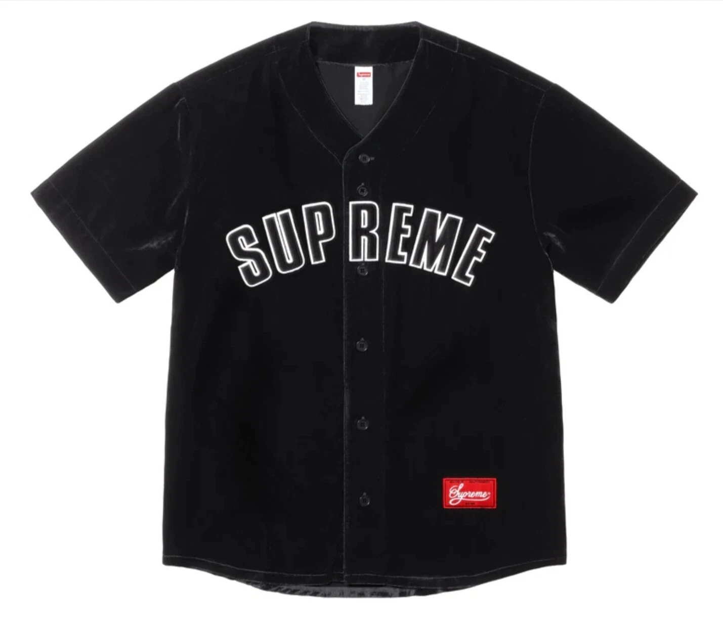 CONFIRMÉ ?? MAILLOT DE BASEBALL SUPRÊME VELOURS NOIR TAILLE S SS25 BANGER !!??