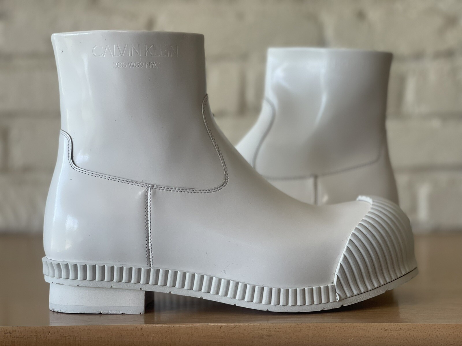 Calvin Klein 205W39NYC Deicine Spazzolato Leather Ankle Boots White 39.5 US 9 image 2