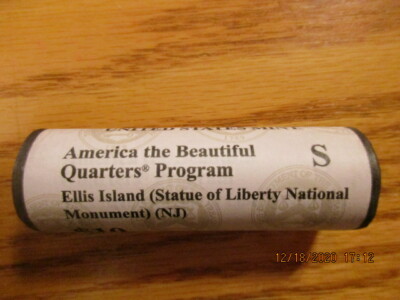 US Mint 2017 S ATB Quarters Ellis Island New Jersey NJ Roll NOT BANK ROLL #2