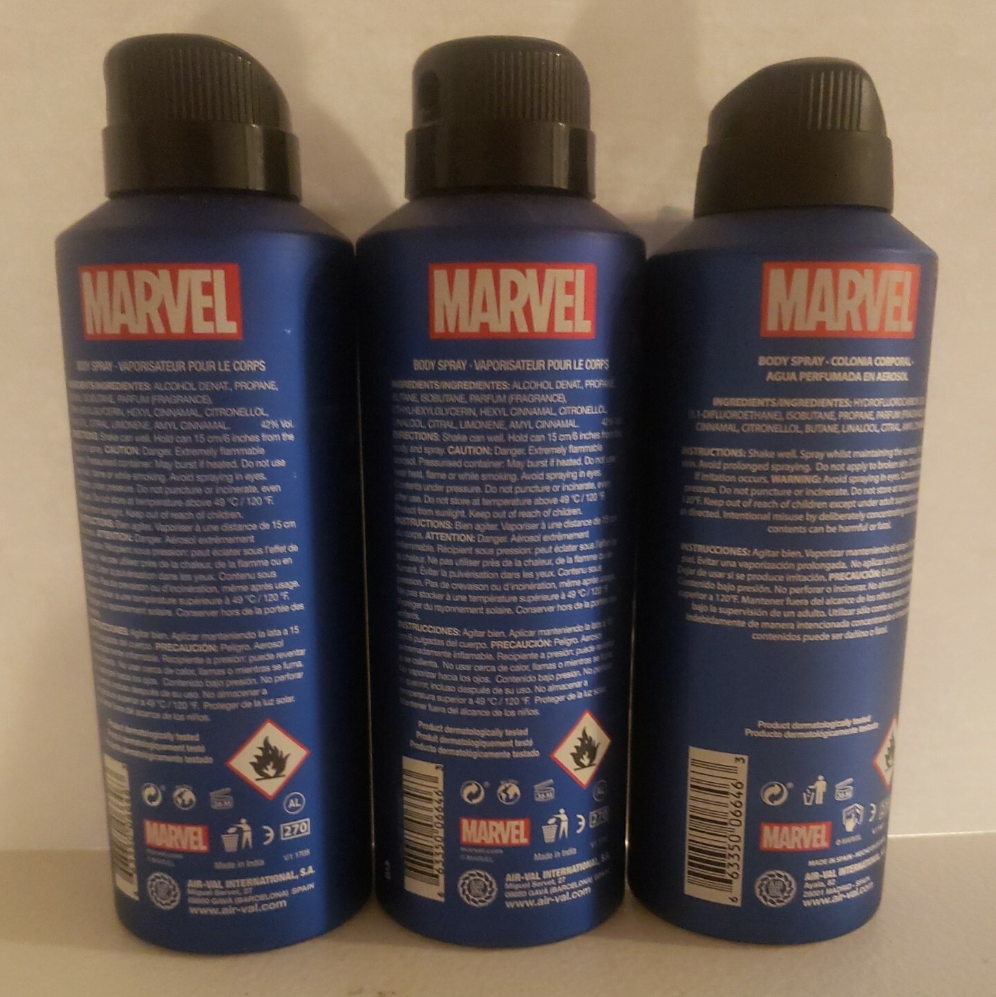 LOT OF 3 - MARVEL CAPTAIN AMERICA MEN'S BODY SPRAY 6.8 fl oz EACH 