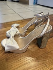 Betsey Johnson Dawn Platform Sandal Bridal Heel Wedding Shower White Rhinestone