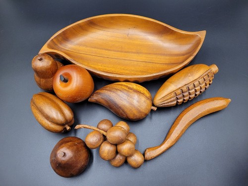 Retro Monkey Pod Wood Bowl Of Fruit Veg Phillipines Hand Carved 60s 70s MCM  - Picture 3 of 16