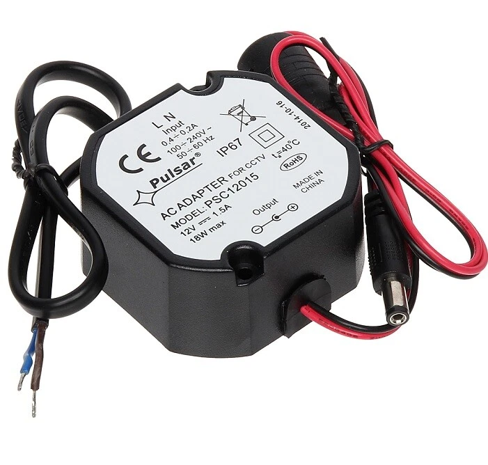 PULSAR Alimentatore 12 volt CCTV LED compatto per scatole di derivazione