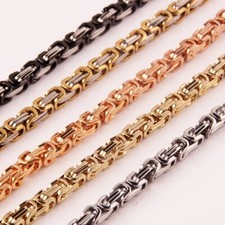 5/6/8mm Men's Stainless Steel Byzantine Link Chain Bracelet 7"-11" 5Colors