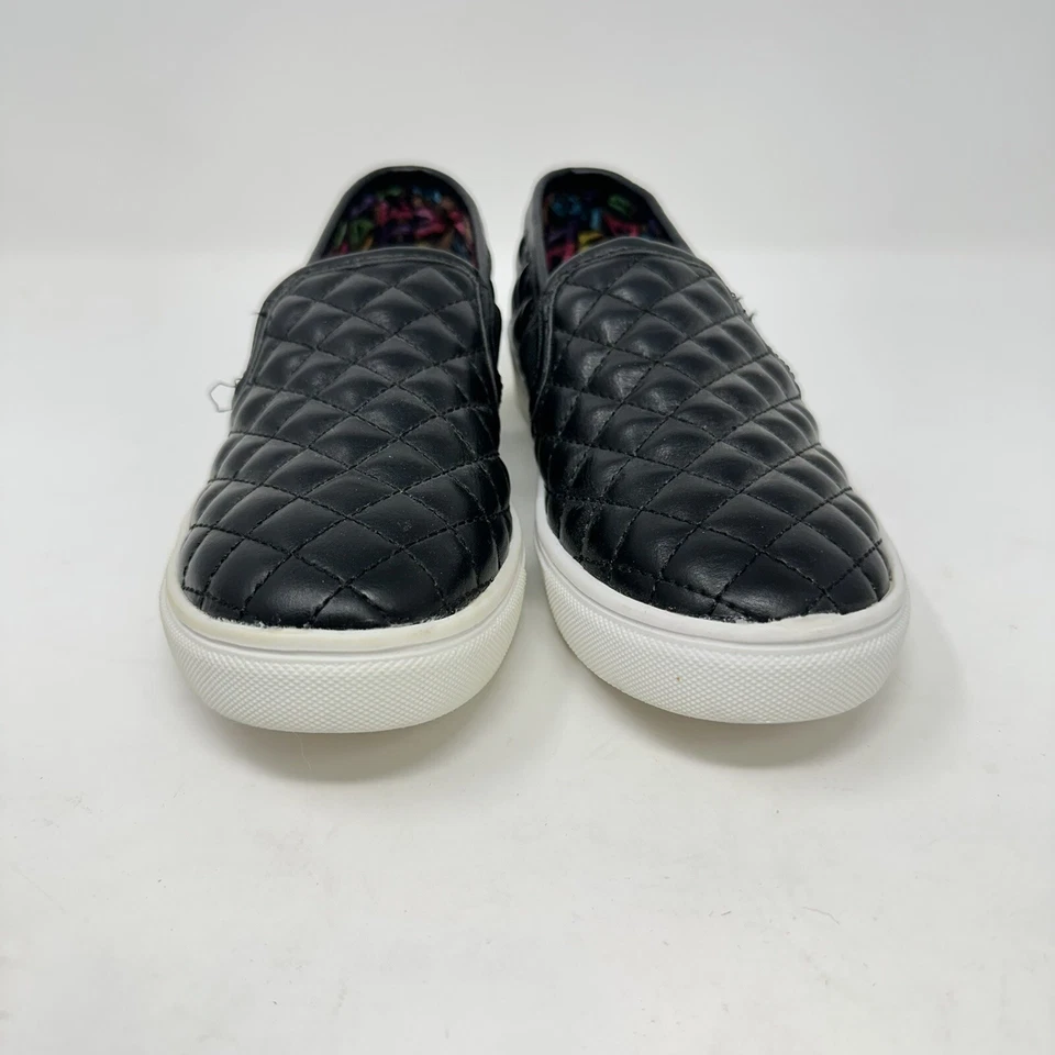 Steve Madden Zapatos Niñas 2 Negro Acolchado Vegano Cuero Mocasines Sin Cordones DF Foto 3 de 4