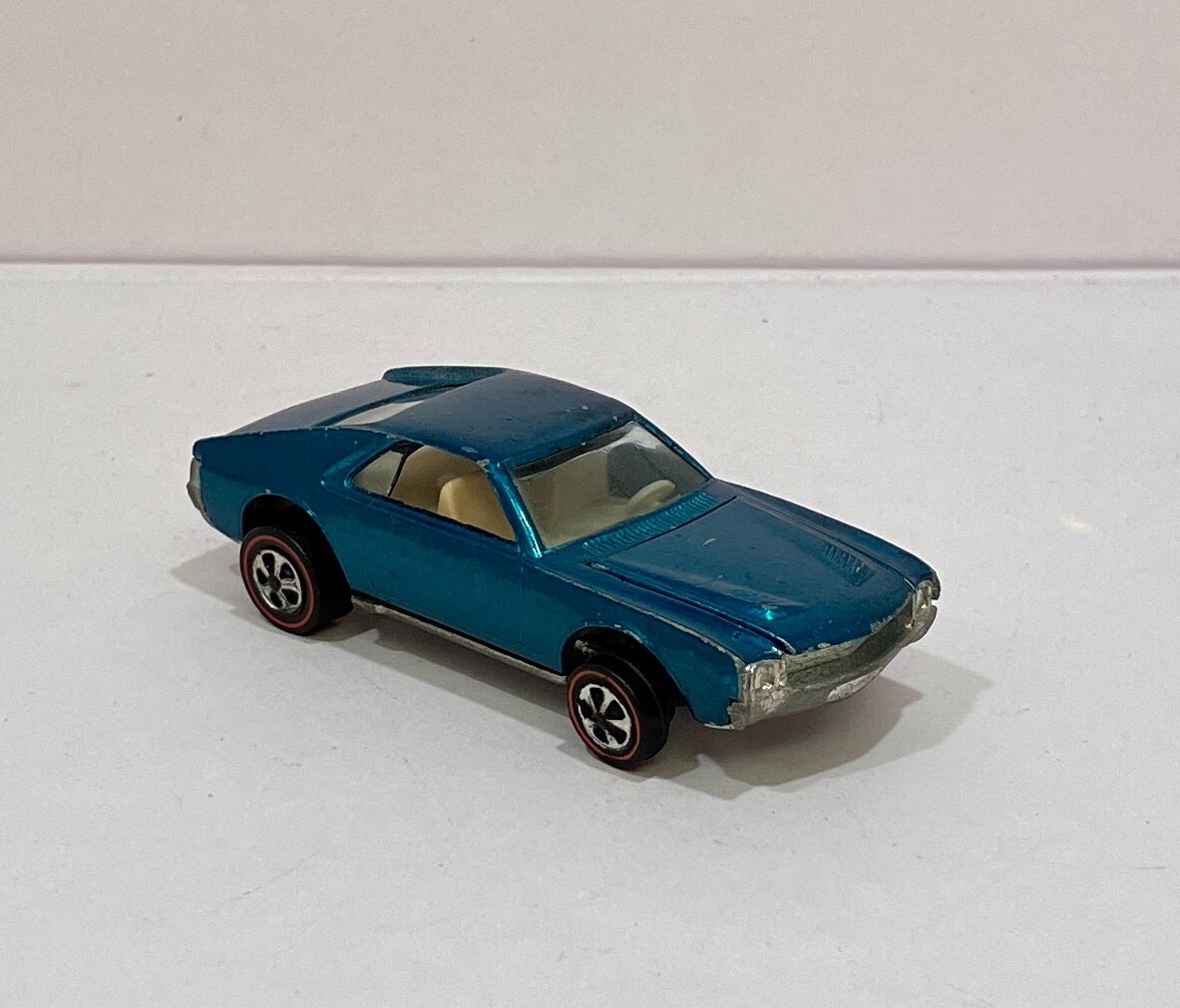 Hot Wheels Redline 1969 Aqua CUSTOM AMX White Interior