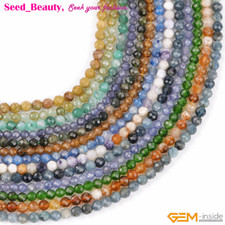 Natural AAA Gemstones Faceted 2mm 3mm Tiny Small Spacer Beads Jewelry Making 15"
