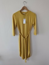 NWT ASOS (Jacqueline de Yong) yellow jersey dress with tie waist - size S