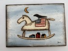 Primitive Folk Art Painting Olde Primitive Rocking Horse