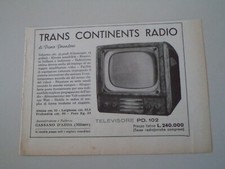 advertising Pubblicità 1953 TRANS CONTINENTS RADIO DARIO PRANDONI TELEVISORE 102