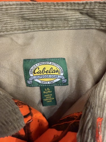 Cabelas Lined Shirt Jacket Realtree Hardwoods Blaze Orange Men’s Large - Picture 3 of 3