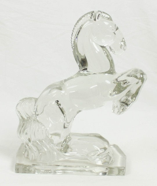 Vintage Clear Heavy Glass Horse Rearing Bookends Set eBay